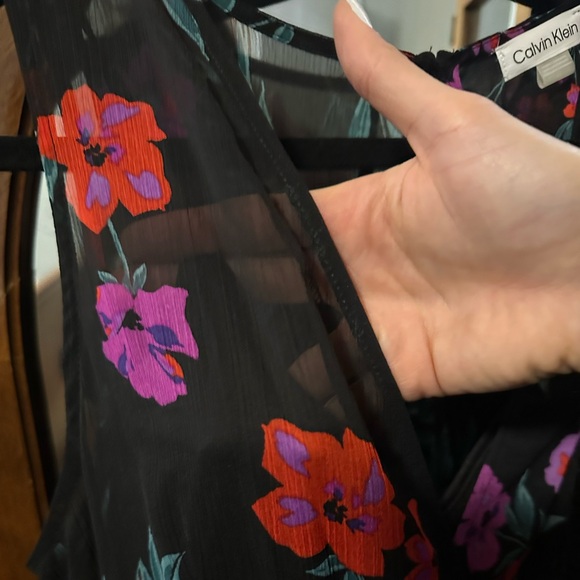 CALVIN KLEIN NET floral chiffon midi dress - Picture 7 of 9